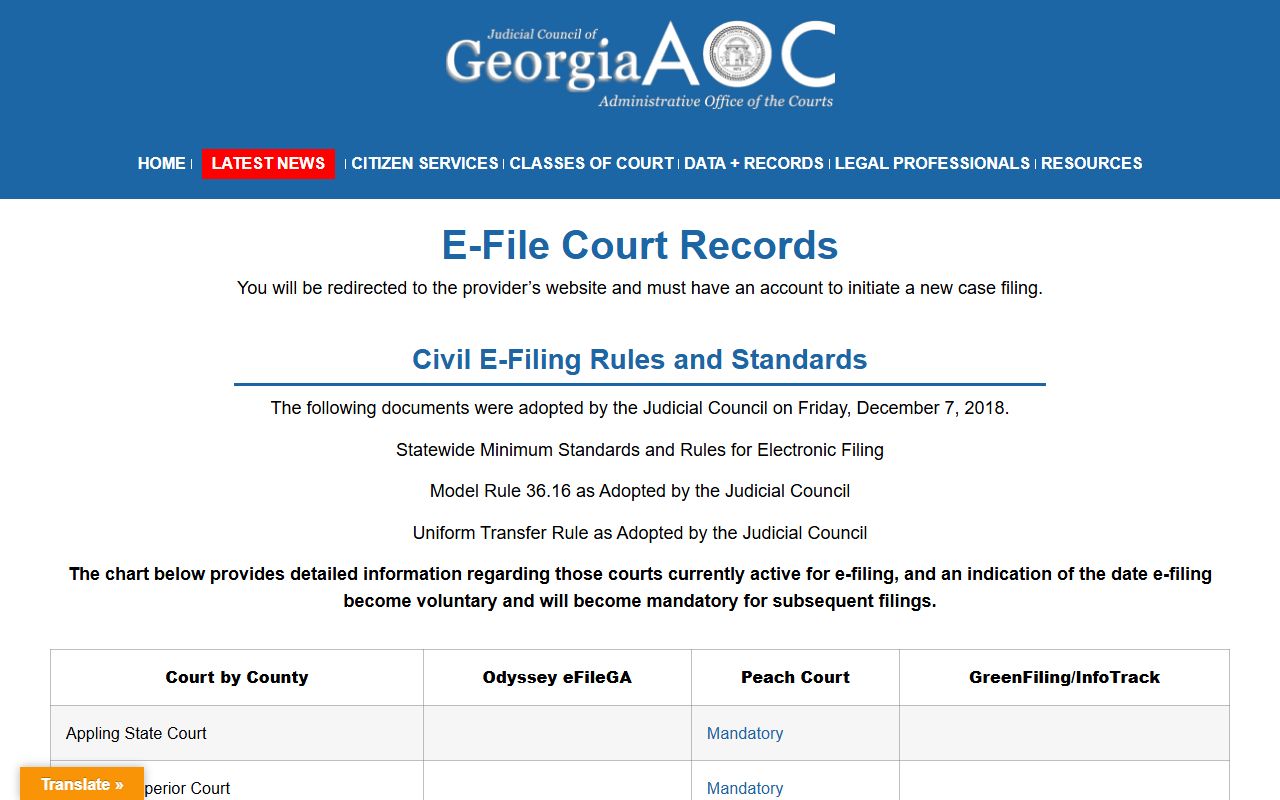 Ware County Clerk of Superior Court Georgia Courts e-file records