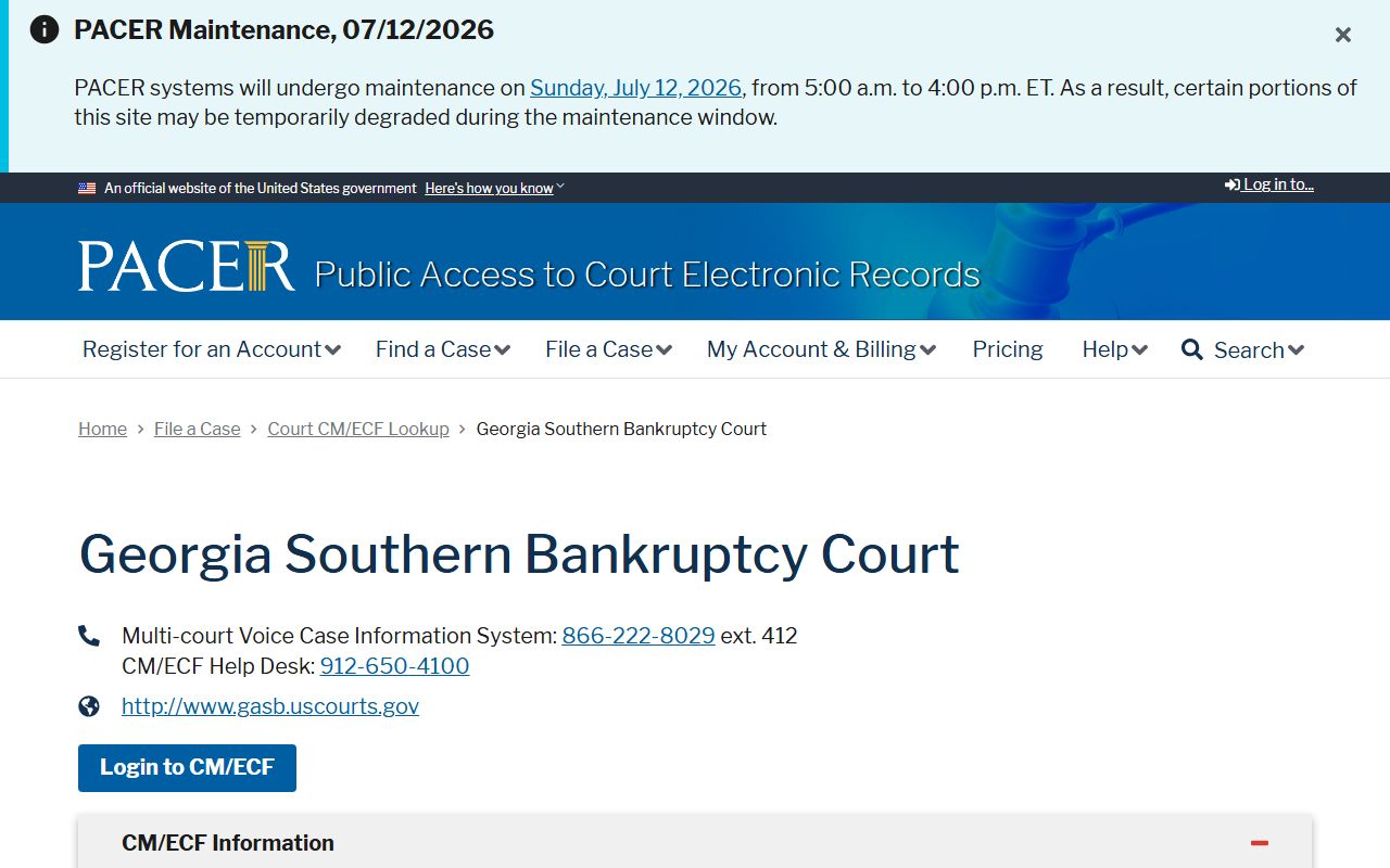 Ware County court dockets PACER bankruptcy lookup