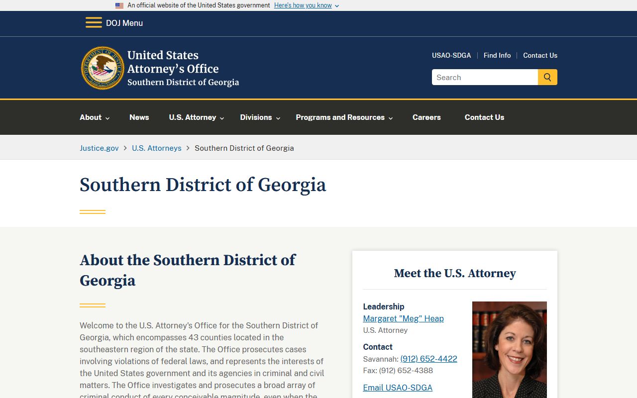 Ware County criminal court records U.S. Attorney Southern District of Georgia