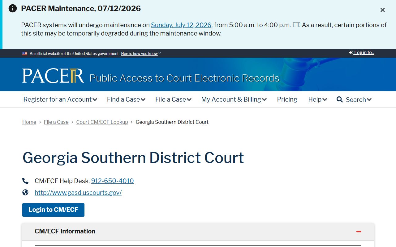 Ware County Superior Court PACER lookup distinction