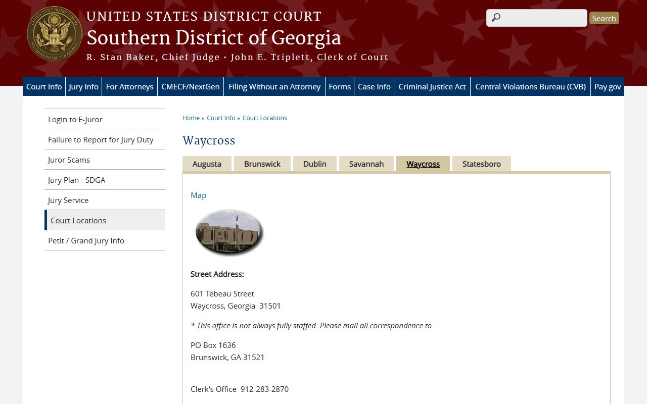 Ware County Superior Court Waycross federal office reference