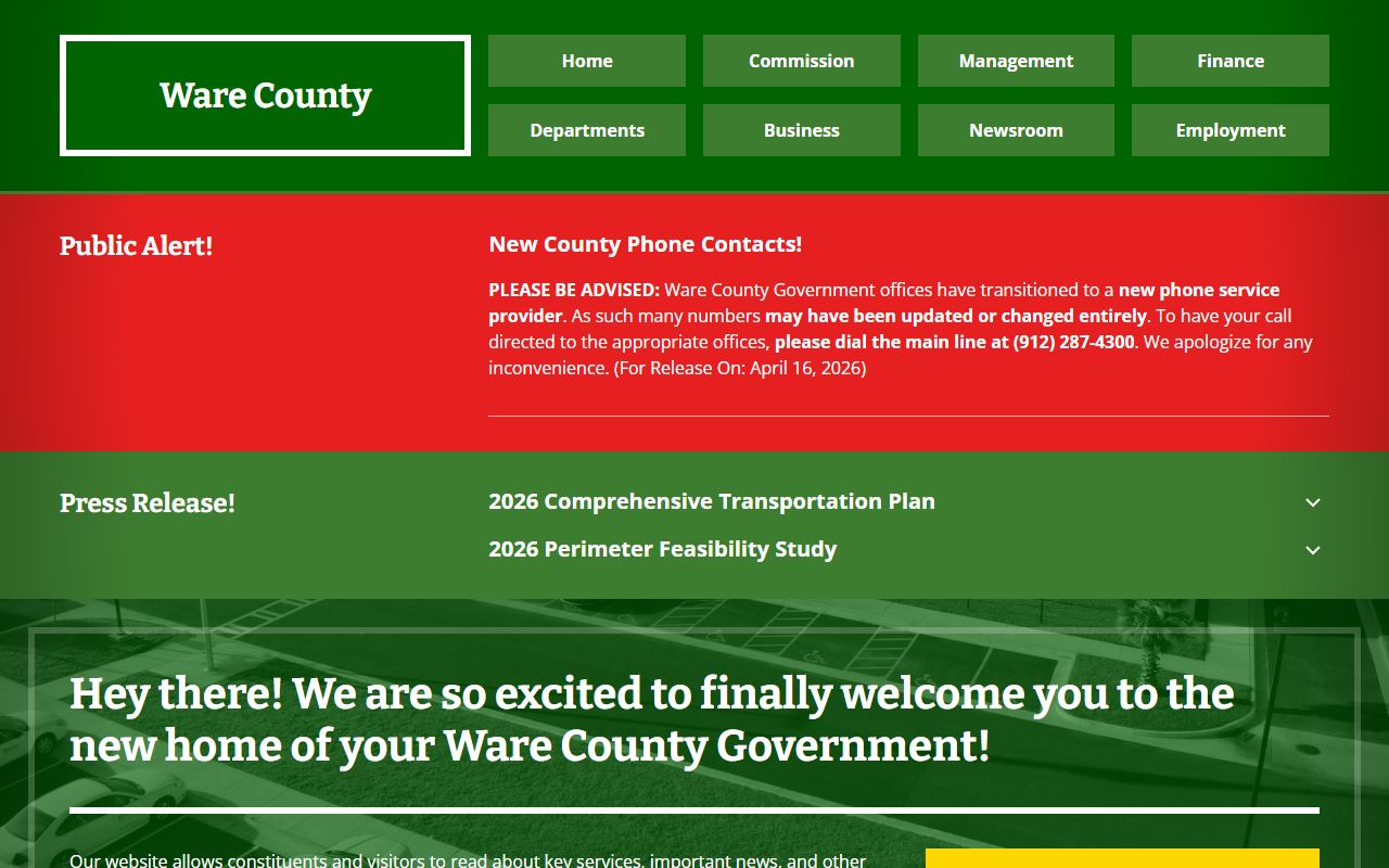 Ware County court records county homepage public resources